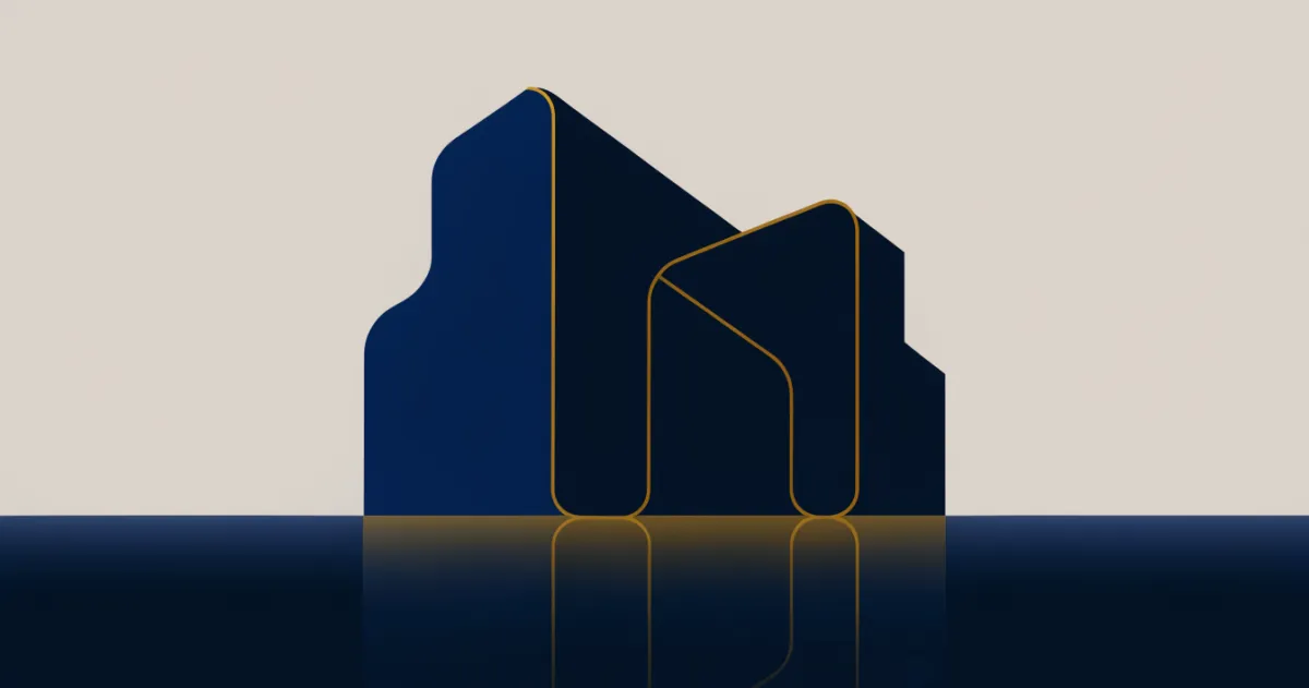 Two abstract corporate towers merging into one skyline symbolising a merger and acquisition deal in the UAE